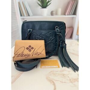 Patricia Nash Paris Leather Satchel Handbag NWOT Limited Edition Caribbean Blue